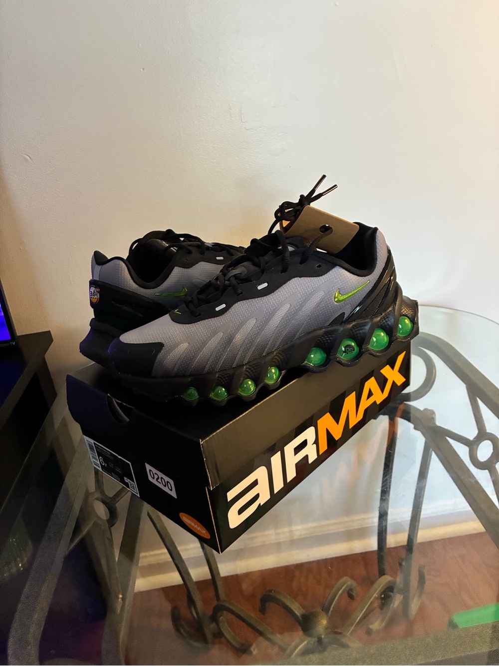 Nike Youth Gray & Black Air Max Sneakers with Green Accents